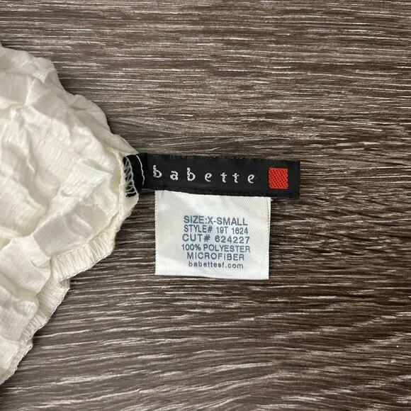 Babette Vintage Ivory Micropleat Button Front Top XS Long Sleeve Sculpted Blouse - Picture 12 of 16